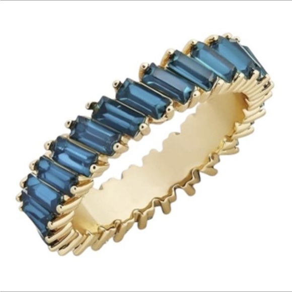 BLUE CUBIC ZIRCONIA INLAID GOLD - Picture 1 of 1